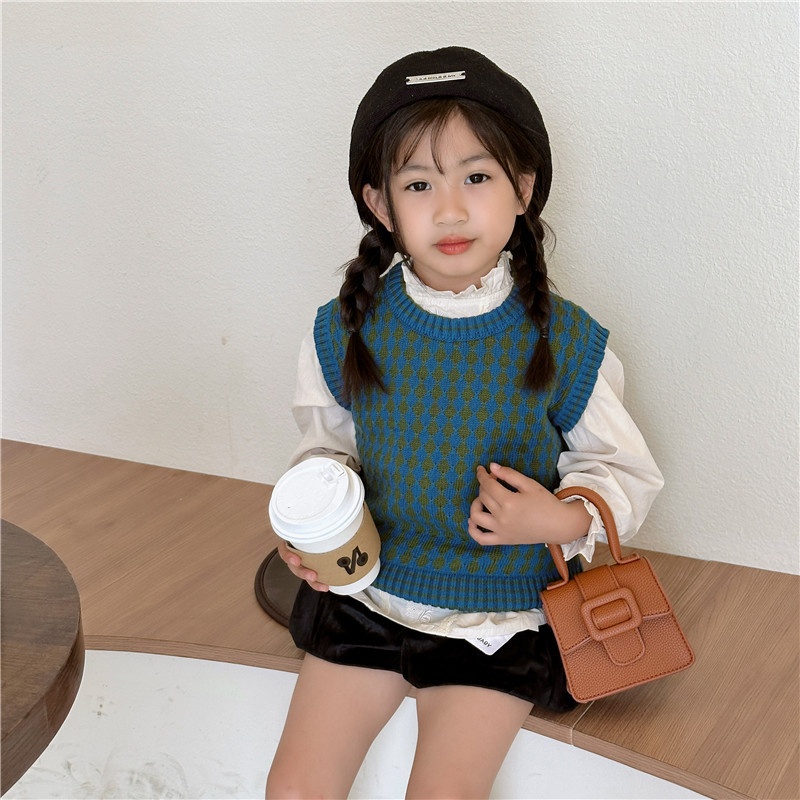 Bolsa para niños Otoño e Invierno Nueva moda europea y americana patrón de lychee mini bolsa de sillín retro hebilla de herradura bolso de las niñas
