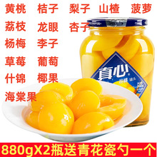 真心黄桃罐头水果罐头880g橘子梨子什锦草莓山楂荔枝杨梅李子罐头