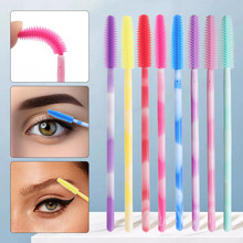批发新款双色杆硅胶睫毛刷 便携款彩色睫毛梳 美睫假睫毛刷子眉刷
