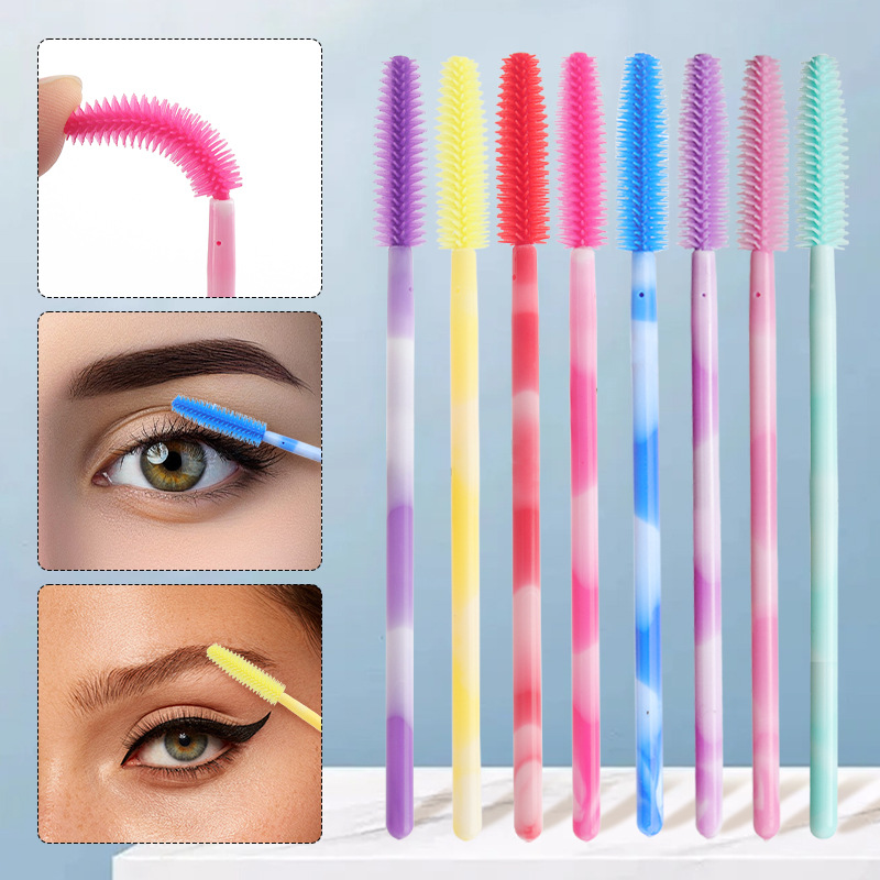 Wholesale New Double Color Rod Silicone Eyelash Brush Portable Color Eyelash Comb Eyelash False Eyelash Brush Eyebrow Brush