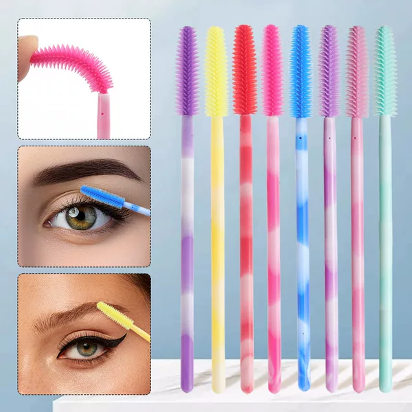Wholesale New Double Color Rod Silicone Eyelash Brush Portable Color Eyelash Comb Eyelash False Eyelash Brush Eyebrow Brush