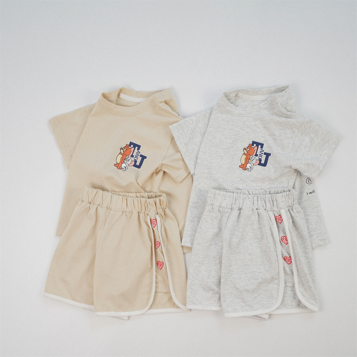 Children's Short-Sleeved Suit Summer Two-Piece Pure Cotton Short-Sleeved Shorts Casual Suit for Boys and Girls Summer Kidsren's T-Shirt