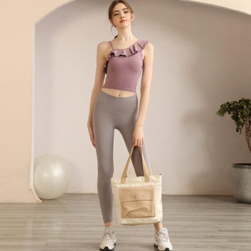 Lululemeng Women's Spring and Summer New Yoga Pants Set Pilates Training Wear Fitness Suit with Bralette