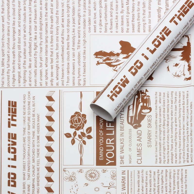 Huaxi serie de nuevos tiempos de papel de embalaje de flores retrógrado impermeable periódico inglés ramo de flores regalo florista material de embalaje de flores