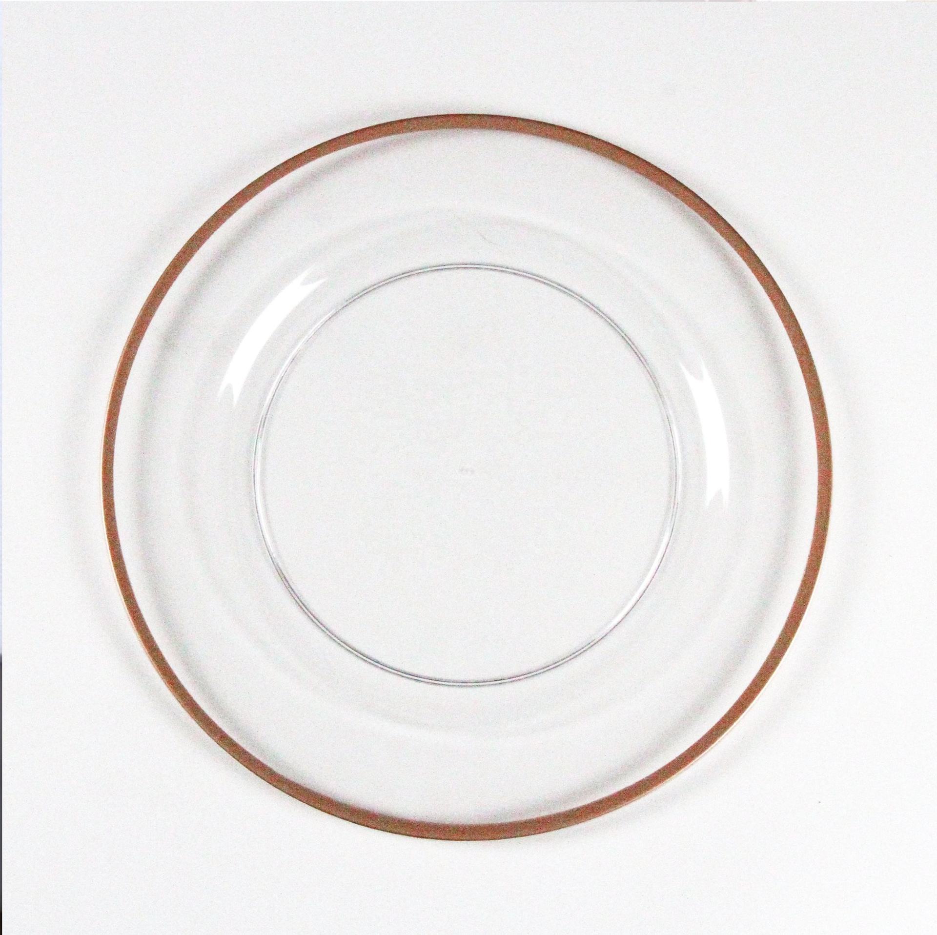 13 pulgadas acrílico transparente cargador de bordes de oro plano boda navidad baby shower party decoración plástica