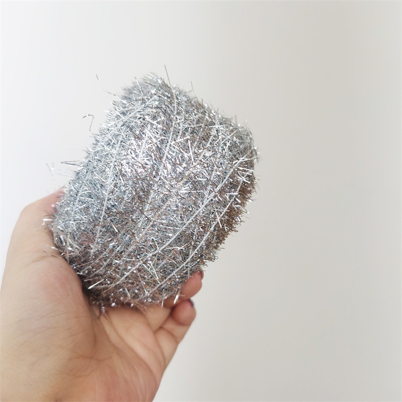 全涤闪光玻璃丝圣诞手编玩偶金属丝猫毛纱DIY洗碗巾线亮丝线