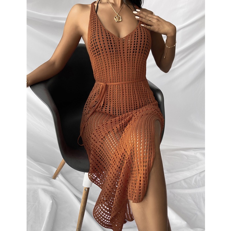 Solid Color Knitted Sling Knitted Dress NSSCY109703