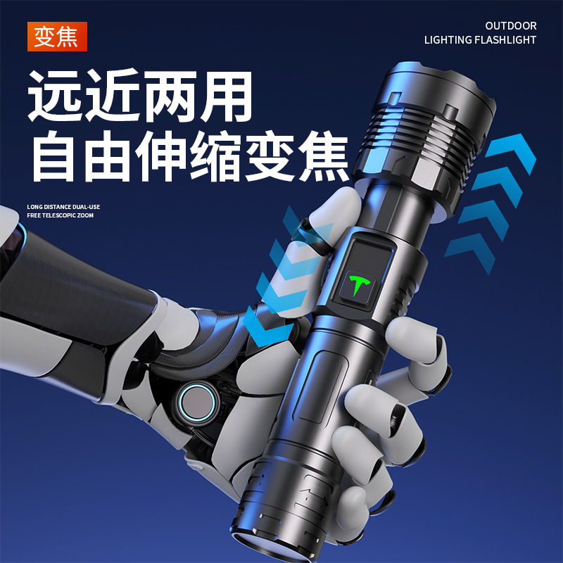 Transfronterizo nueva linterna al aire libre multifuncional lámpara de iluminación de emergencia con visor eléctrico lámpara al aire libre luz láser blanca