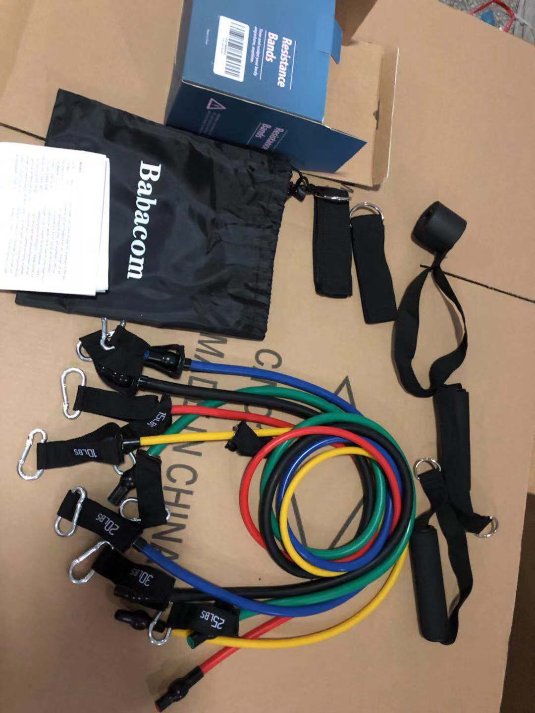 Amazon Venta caliente de 11 piezas de banda elástica multi-función de tensión ajustable cuerda fitness pecho expansor entrenamiento de fuerza