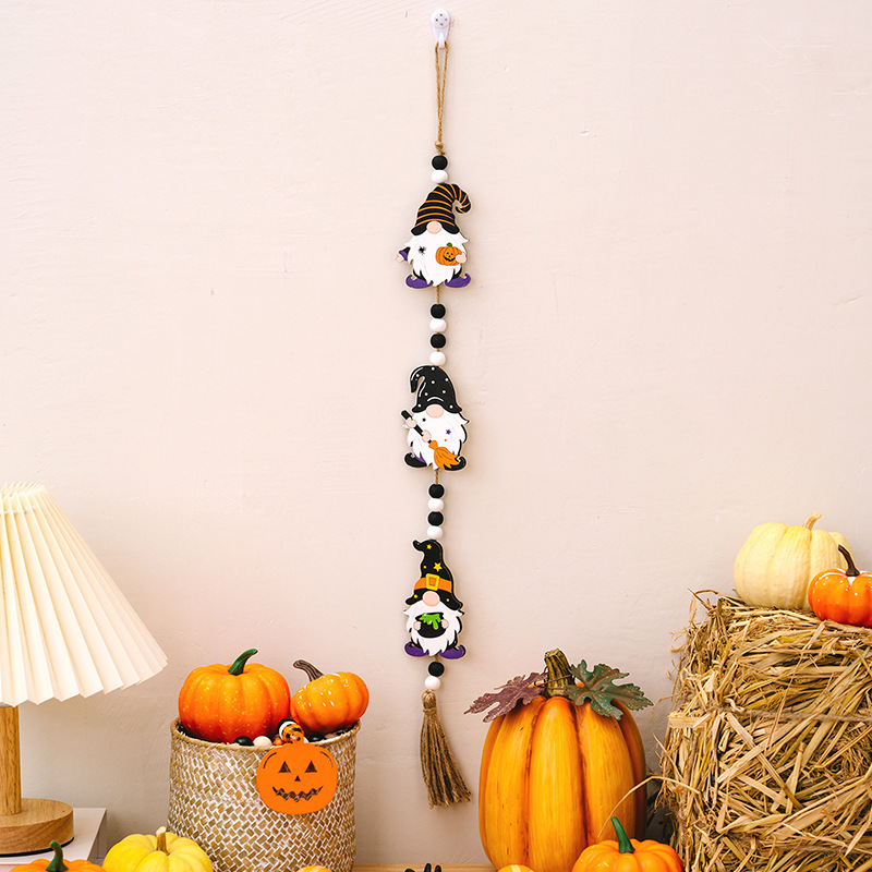 Colgante de cuentas de Halloween colgante de madera largo accesorios de vestir colgante de fiesta atmósfera decoración de escena fantasma de calabaza
