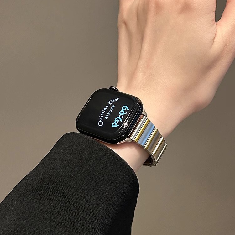 Apple Applewatch 時計ストラップに適しています。ステンレススチールの 1 ビーズエッジ iwatch スモールウエストバタフライバックルストラップ|undefined