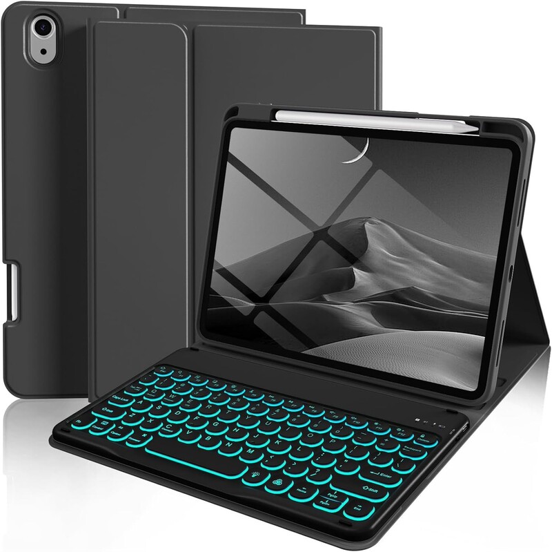 Suitable for Cross-Border iPad A16 Protective Case 10.2 Bluetooth Keyboard Pro11 Case 10Th Generation Backlight Round Cap Magnetic