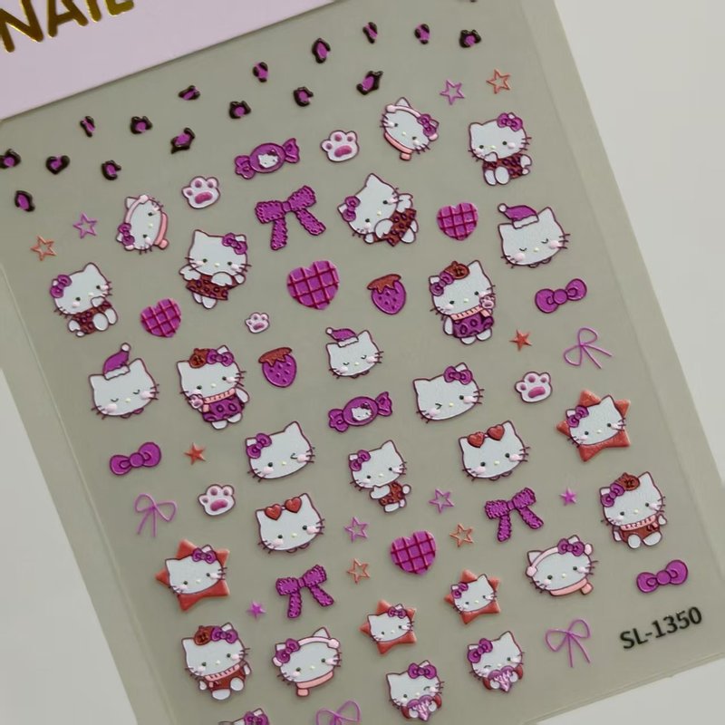 可爱KT猫美甲贴纸5D浮雕立体卡通hellokitty猫指甲贴纸饰品 SL款|undefined