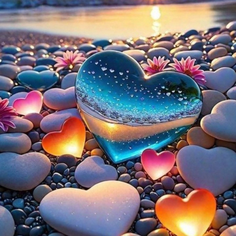 Transfronterizos 5D amor de la playa de diamantes cuadrados de diamantes completos cuadrados pintura de decoración de la sala de estar DIY al por mayor