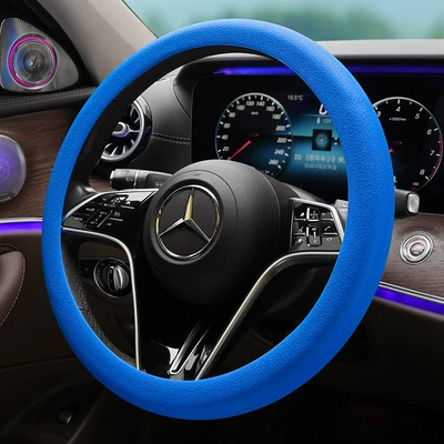 for Men and Women, Steering wheel cover - thickened-130g-pure-silicone-roundd-shaped-universal-blue-36cm-42cm