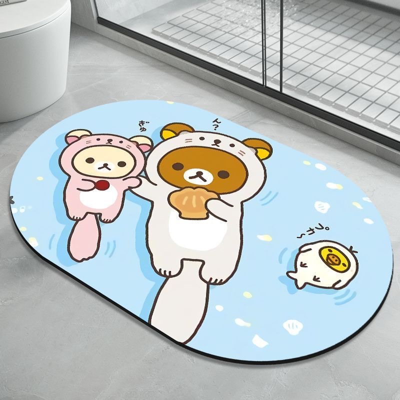 Tapis de bain en terre de diatomée rilakkuma absorbant séchage_voghion.com
