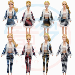 Foreign Trade 6-Point Toy Doll Clothes 30cm Barbie Doll Clothes Accessories Fashion Suit Small Fragrant Jacket Three-Piece Pants