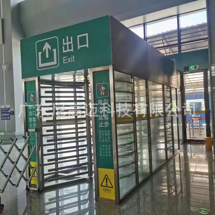 矩形全高单向门重叠式双门单限导向旋转门聊城东营高铁站梳状转闸