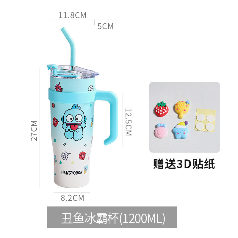 키티텀블러 핫 아이템 거대 40Oz 아이스컵 고급스러운 필수 신형 손잡이 스트로컵 차량용 이미지 4