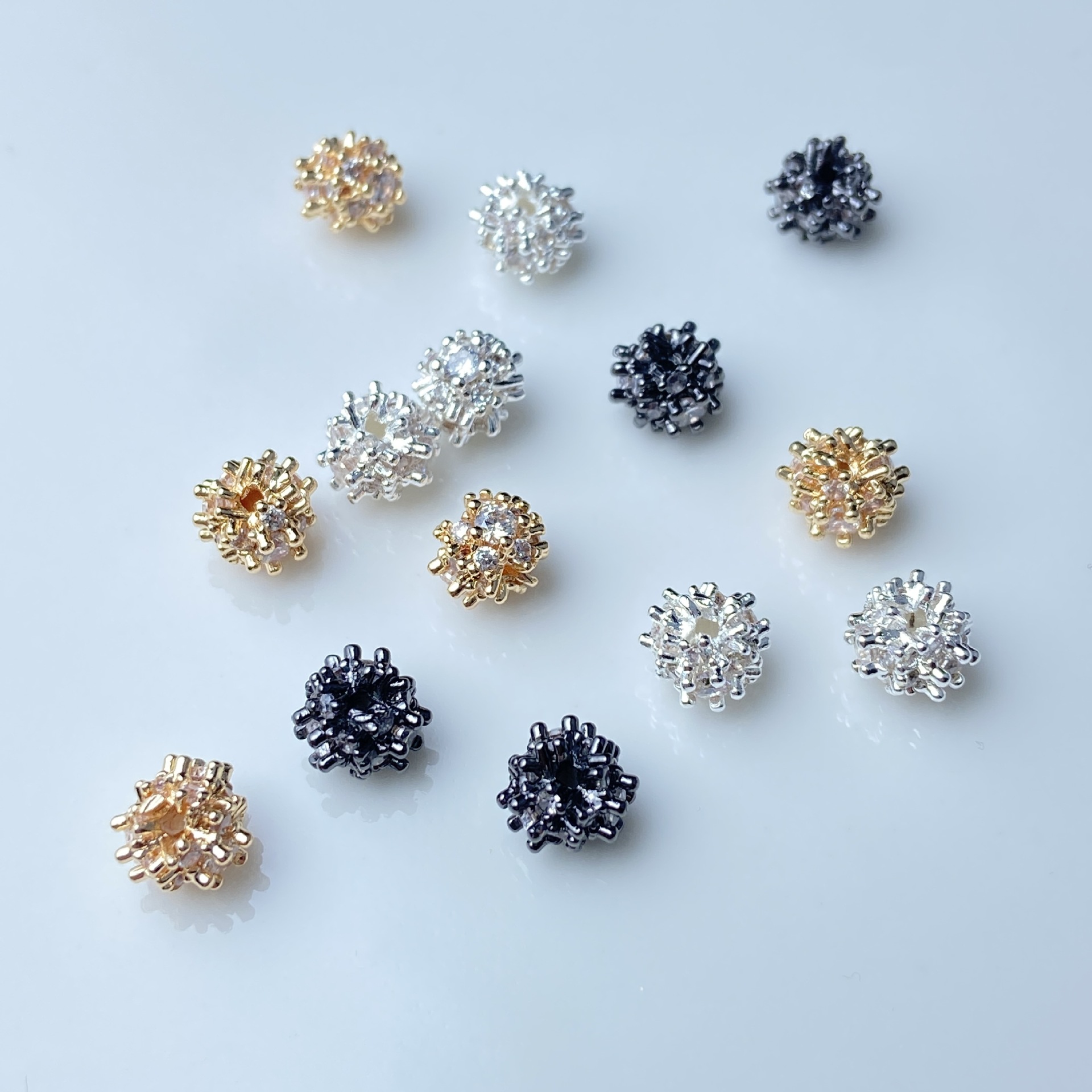 14k包金保色毛线球锆石隔珠隔片散珠珍珠手链手工diy饰品配件材料