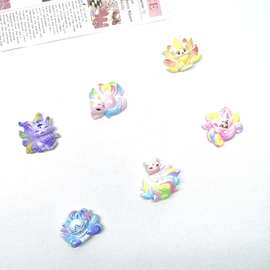 卡通树脂配件七彩九尾狐饰品diy手工贴片发夹首饰盒手机壳吊坠件