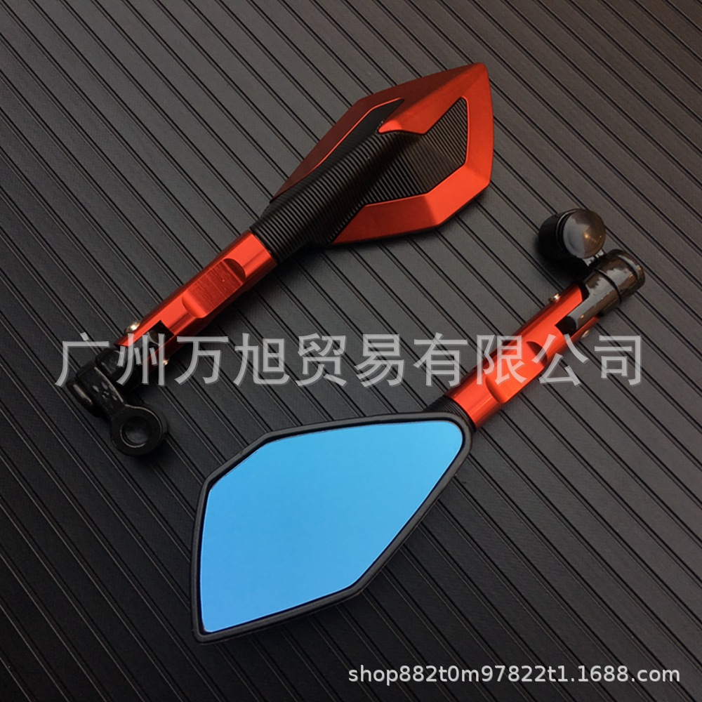 Suitable for Yamahays150Tmax530 Half Cnc Aluminum Alloy Short Pole Motorcycle Blue Glass Rearview Mirror Modification