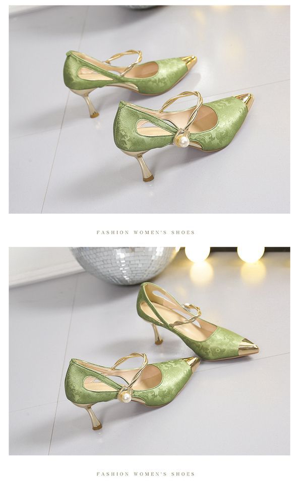 New Chinese-style Pointed-toe High-heeled Shoes, 2025 Summer New Model, With A Slim Heel, Elegant And Sophisticated,_vogvips.com