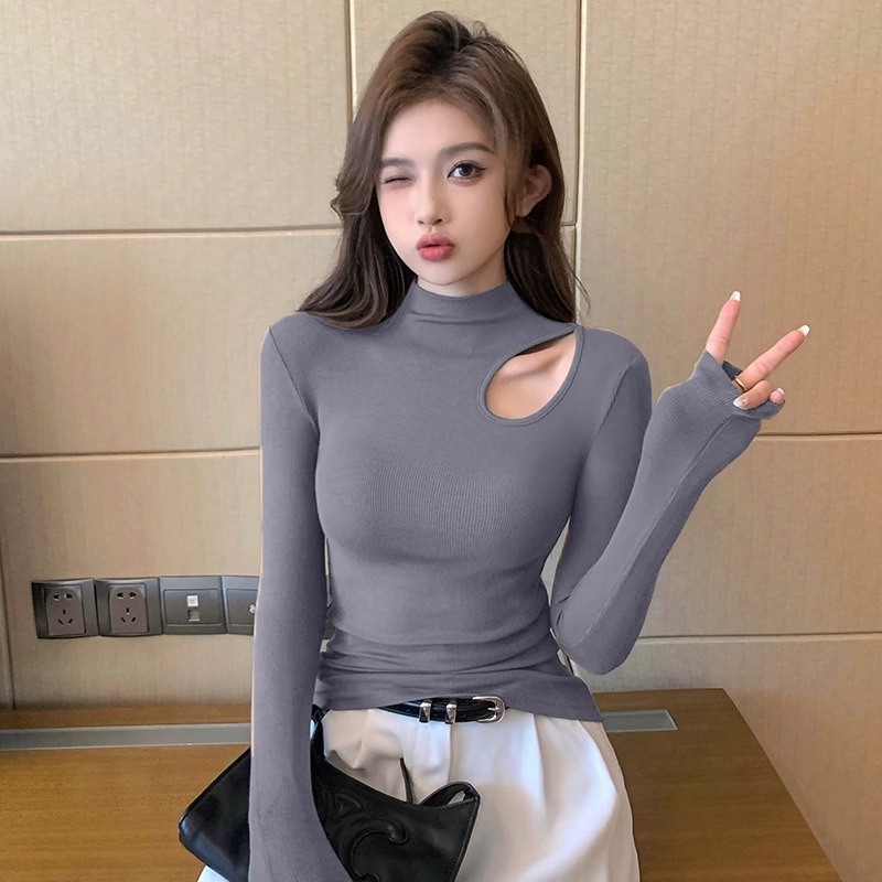 다크그레이 [오프숄더 중공긴소매]