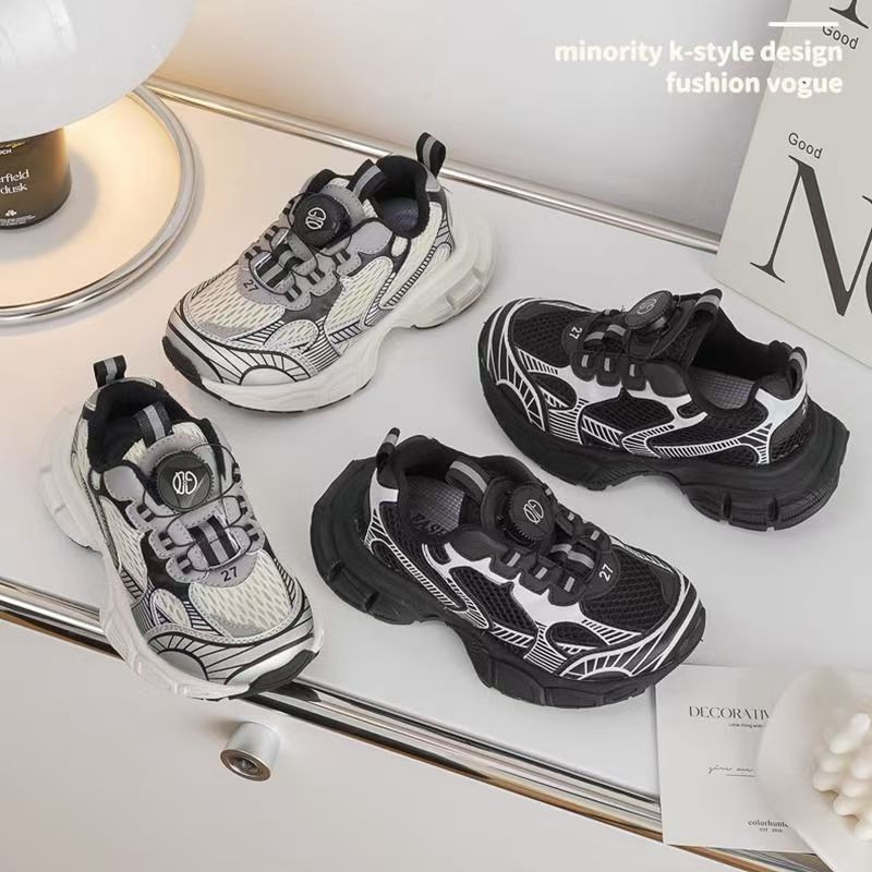 Zapatos respirables de malla para niños 2025 nuevo otoño para niñas zapatos casuales para padres, zapatos de running de suela suave para niños