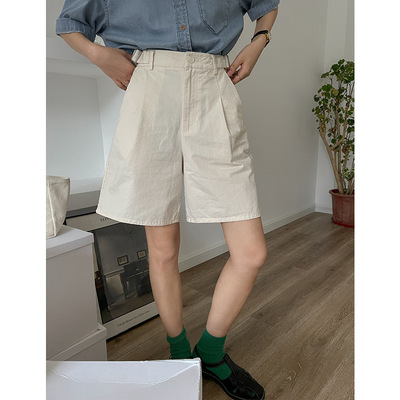 AcmeGround2021夏季新品女裝韓版高腰寬松簡約百搭休閑短褲五分褲