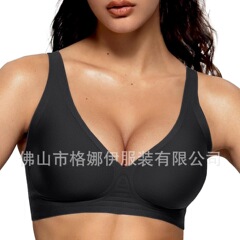 Vertvie レディース ワイヤレス シームレス ブラジャー ディープ V アンダーワイヤーなし Pu