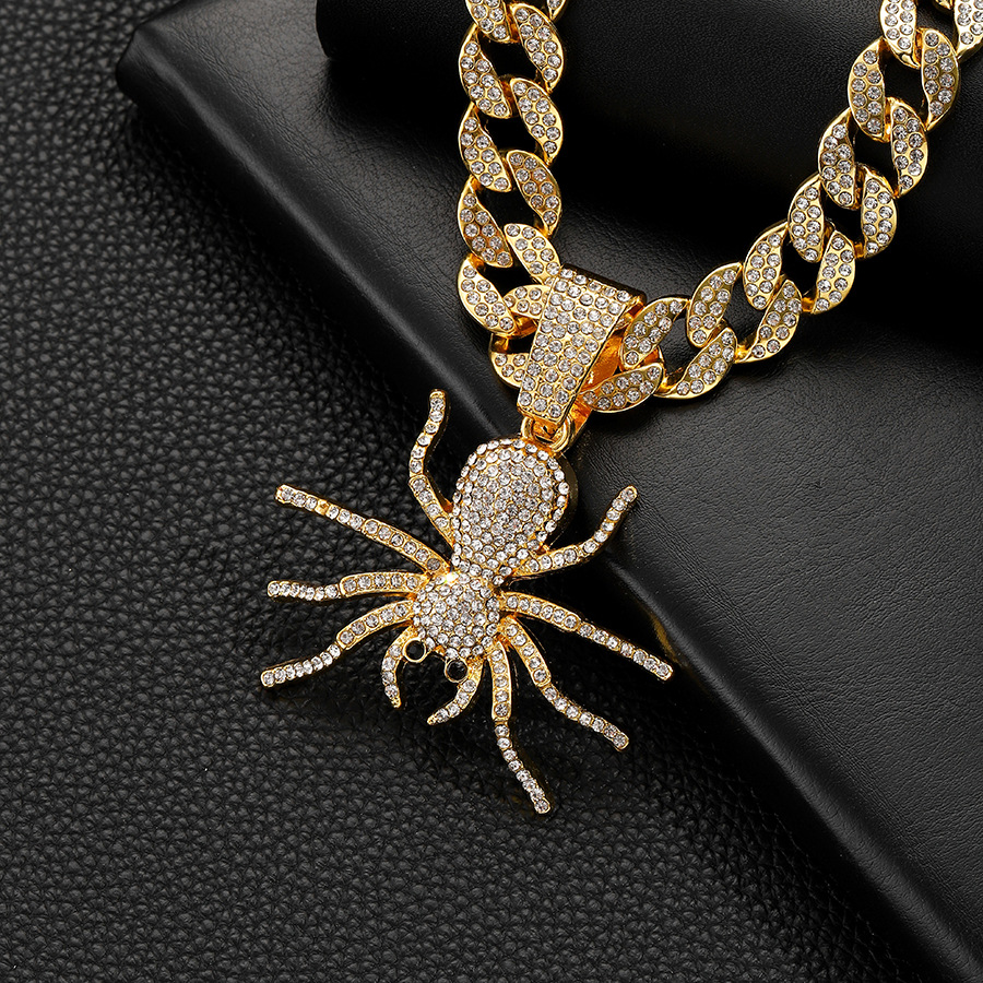 Collier pendentif araignée diamant style punk rock insecte_voghion.com