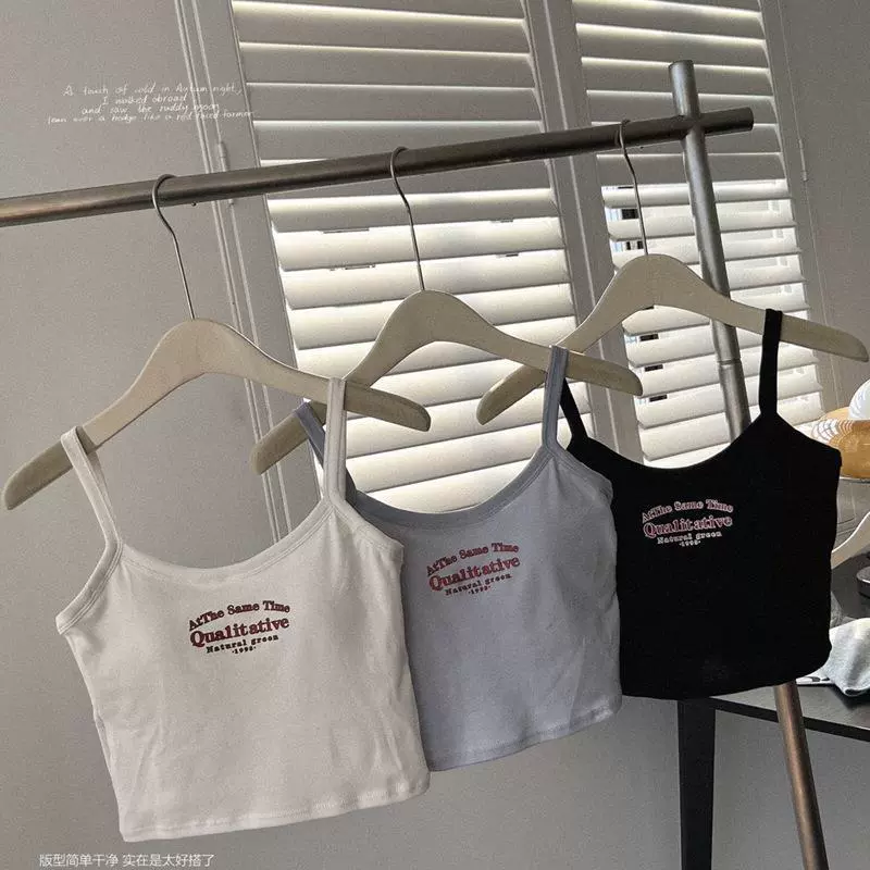 Sleeveless cropped tank (Base) American retro style, one size, casual summer camisole
