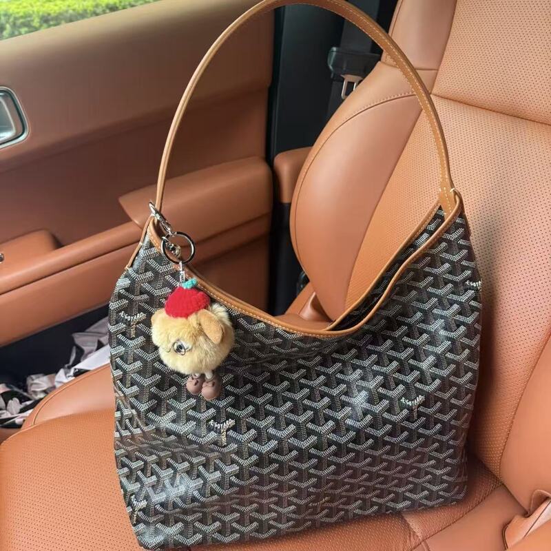 Goyard High-End Hobo Underarm Bag, Large Capacity Zippered Shoulder Tote, Dog-Tooth Fashion Shopping Bag