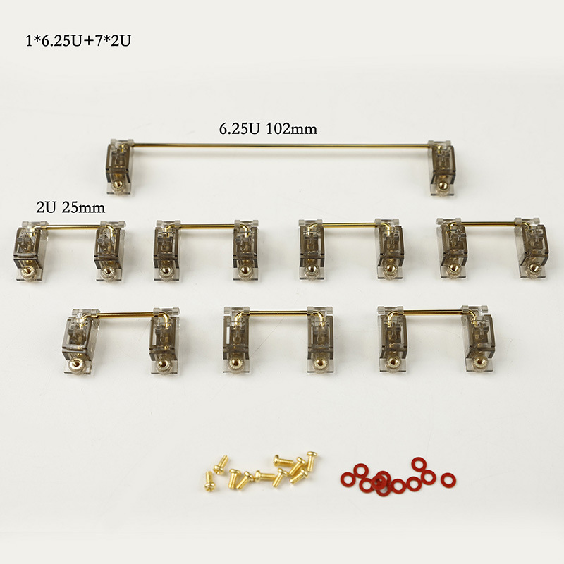 Transparent v3 screw pcb bayonet satellite shaft customized mechanical keyboard 2u 6.25u 7u gold-plated steel wire assembly Transparent v3 screw pcb bayonet satellite shaft customized mechanical keyboard 2u 6.25u 7u gold-plated steel wire assembly