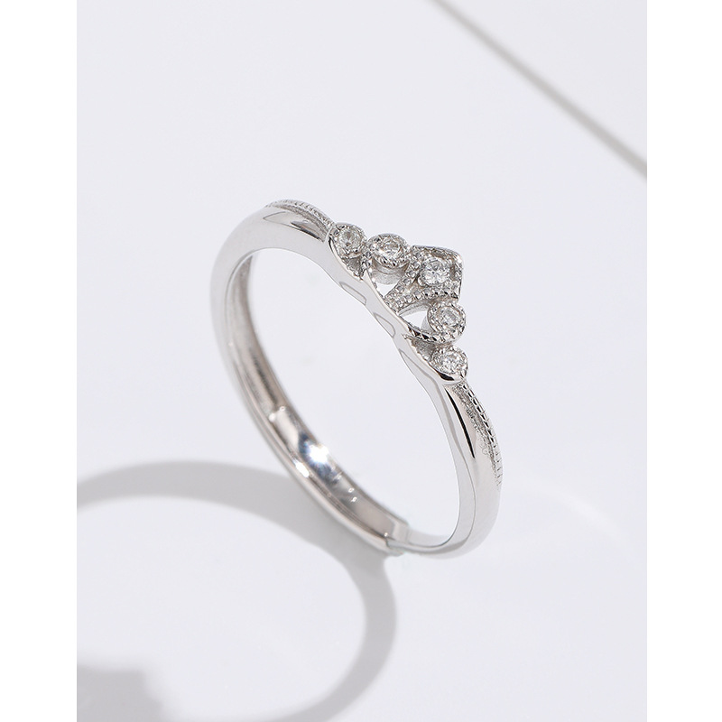 2023 nuevo Anillo de dedo índice de lujo anillo de sentido alto Anillo de corona pequeña hembra abierta 925 plata esterlina diseño de nicho