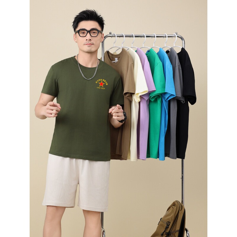 Commemorative T-Shirt for August 1St战友 Reunion, Custom Round-Neck Cultural Shirt, Cotton Short-Sleeve Combat Uniform for Activities, Army Day