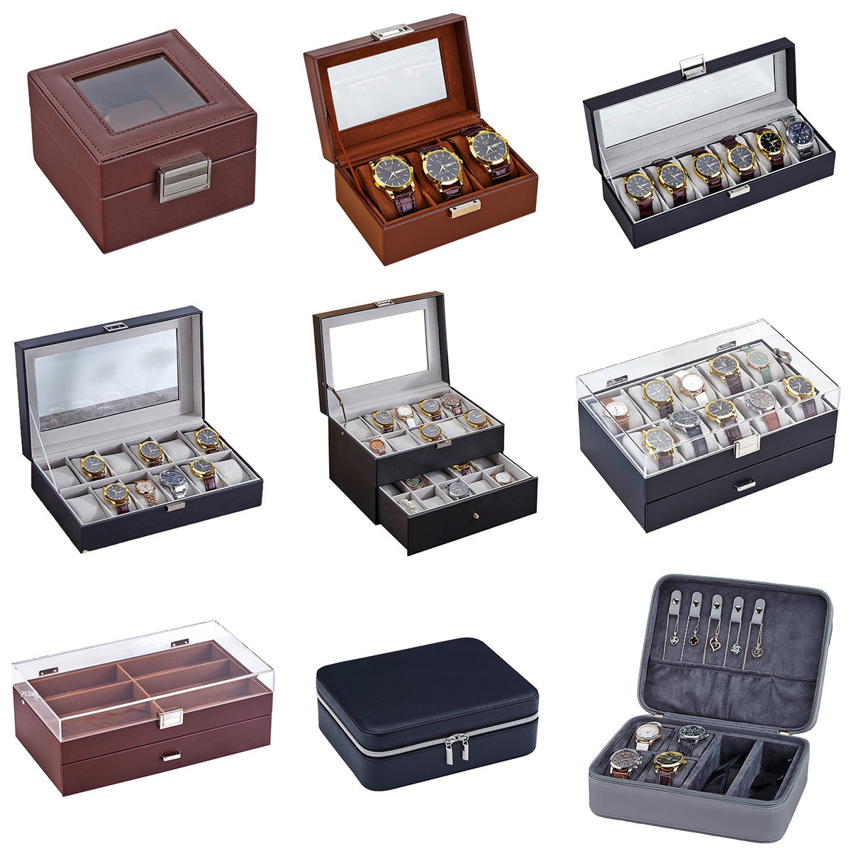 Amazon Watch Storage Box 3 Slots 6 Slots Transparent Glass Cover Watch Box Mechanical Watch Men's Watch Display Watch Box
