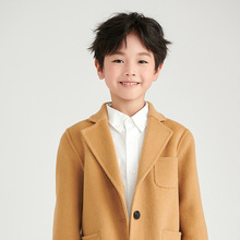 2024年男女童新款小西装羊毛呢子外套舒适厚实休闲复古双面呢大衣