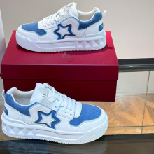 欧洲站新款牛皮拼接帆布厚底透气休闲板鞋广州货外贸男鞋