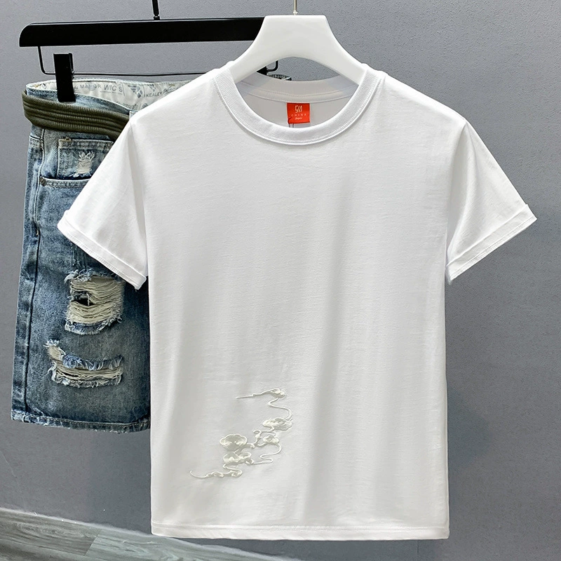 Trend T-shirt, Chinese style, with embroidery, oversize, with short sleeve