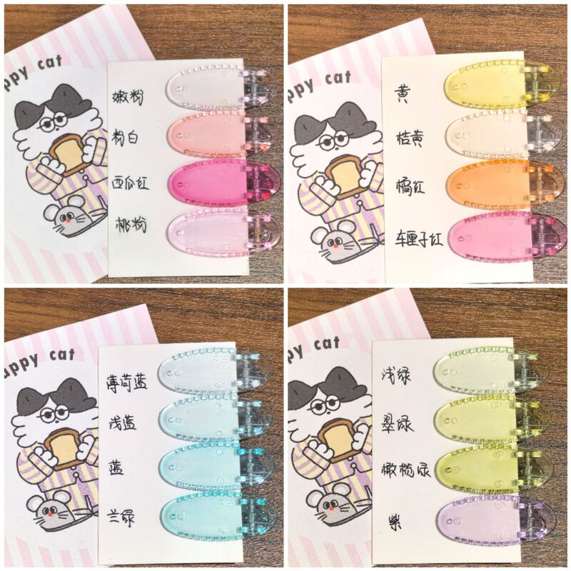 4cm jelly color clip Korean online red girl transparent plastic clip oval duck clip diy handmade materials wholesale