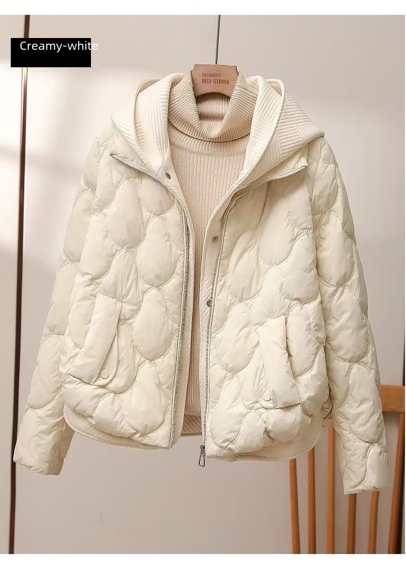 Abrigos de invierno con capucha de punto de dos piezas Ropa de algodón Ropa de invierno para mujer Nueva chaqueta de abrigo gruesa de pan coreano Maillard corto_voghion.com
