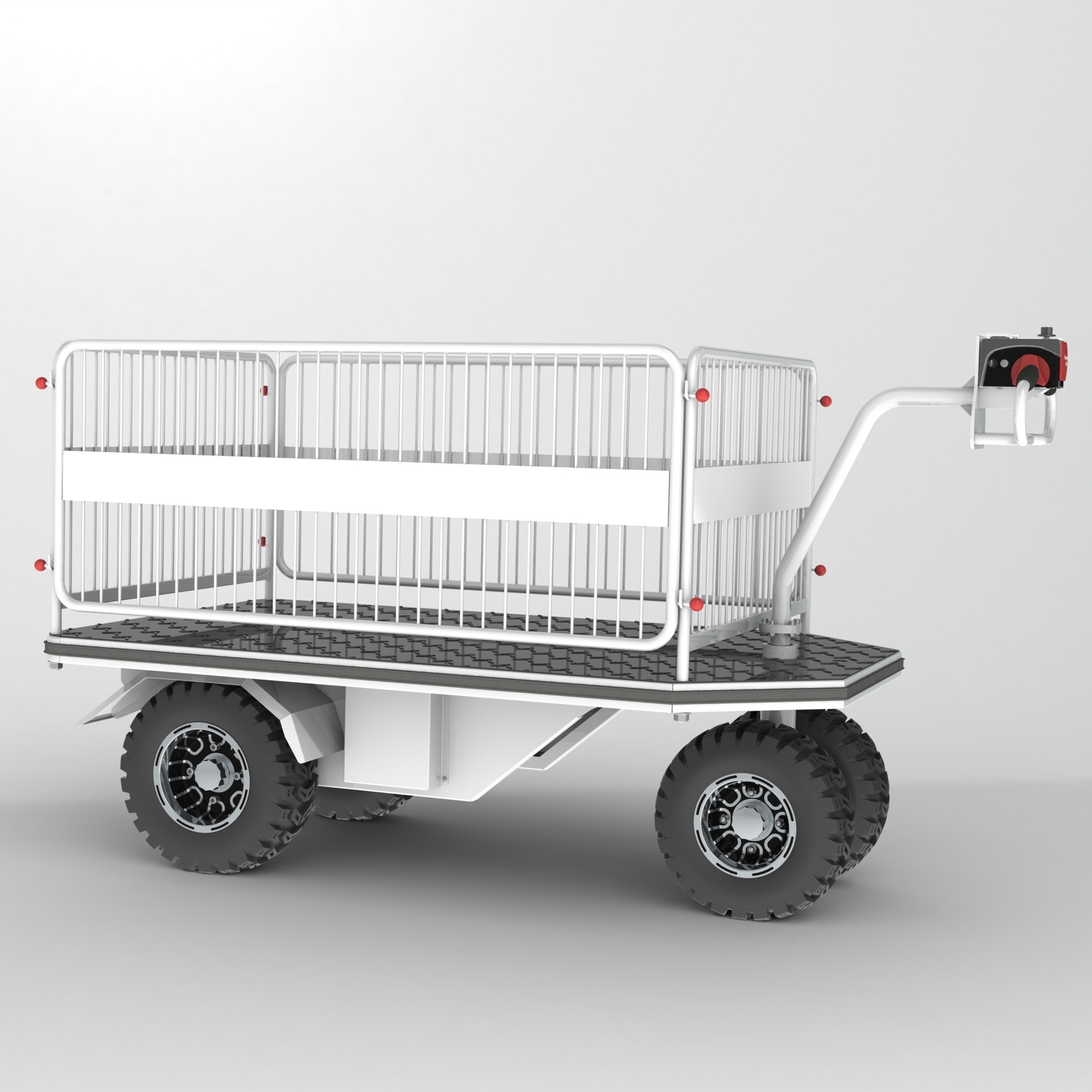 外贸款hoular牌电动手推车高配医废助力周转车护栏电瓶平板台车