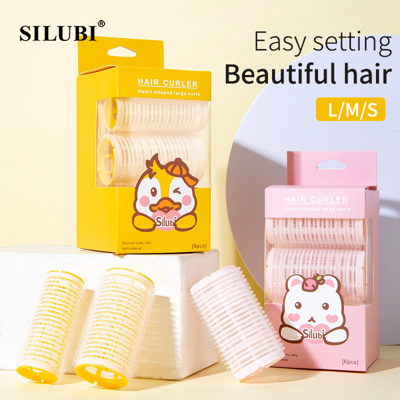 SILUBI全英文 6个装刘海发卷蓬松大波浪魔术贴卷发筒Hair curler