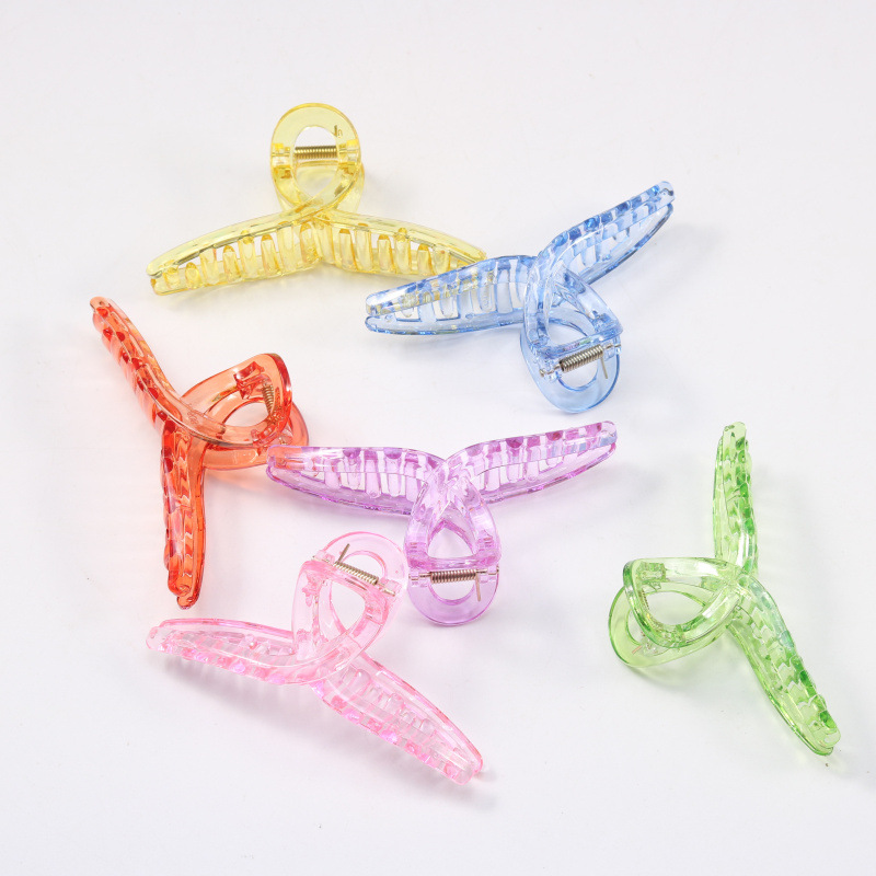 新款复古ins少女发夹透明抓夹交叉后脑勺发抓夹洗漱夹发饰品批发|ru