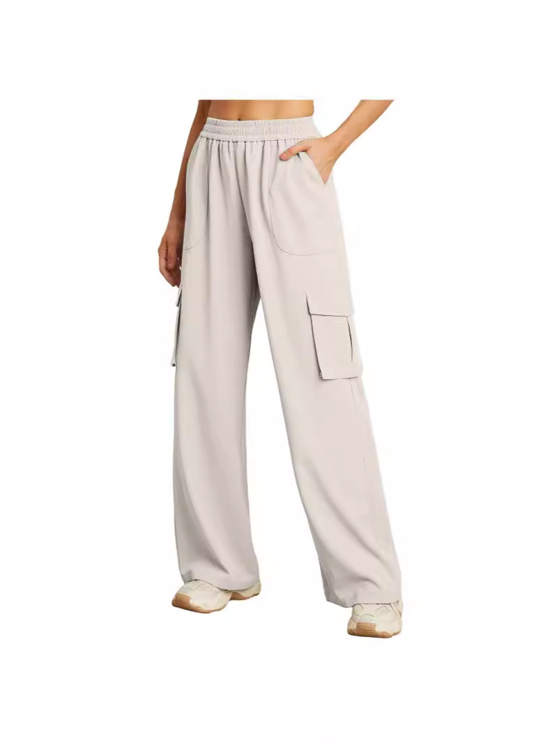 2024 Amazon, comercio exterior europeo y americano, nuevo estilo, bolsillo de color sólido, ropa de trabajo elástica, pantalones casuales