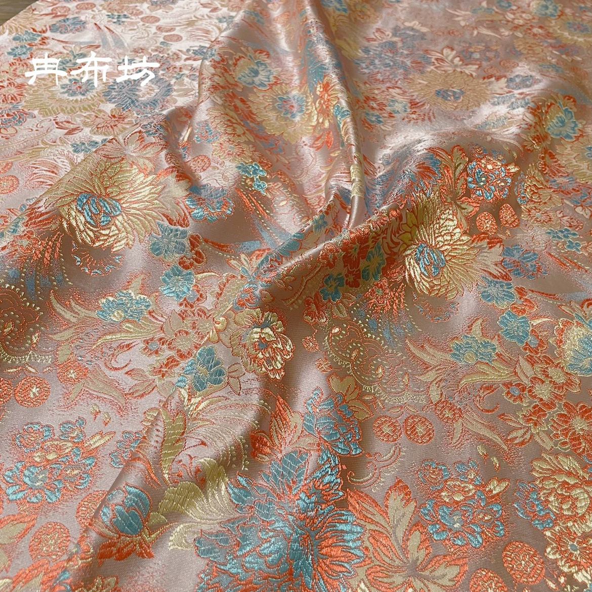 Жаккардовая парчовая ткань цветочная розовая китайская одежда новогодняя жаккардовая ткань cheongsam