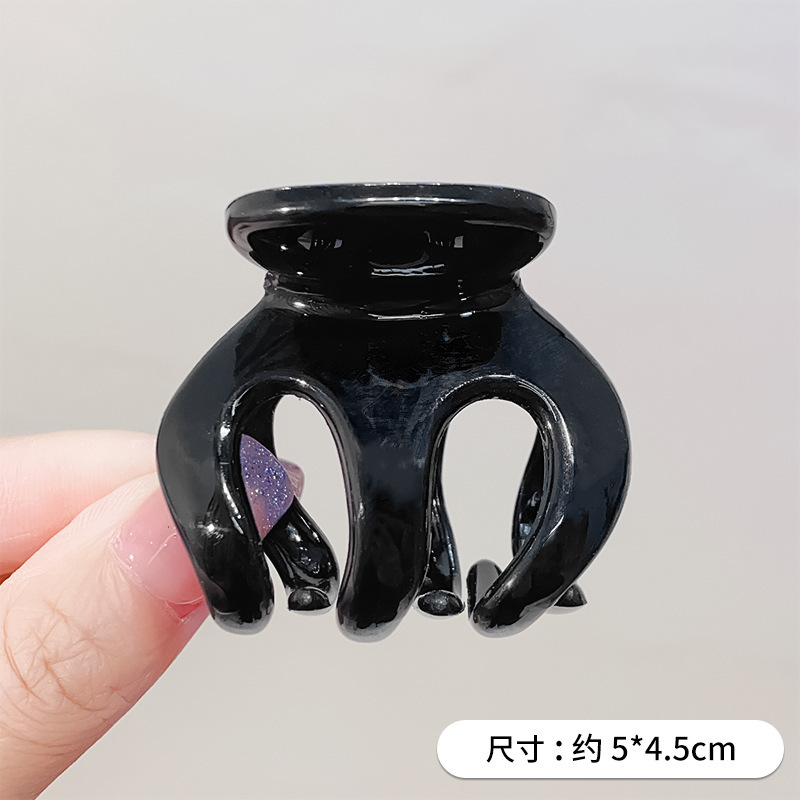 少女の高馬尾固定神器の倒壊防止の後頭部のサメのクリップの大きいサイズの黒色の艶消しのカボチャのクリップの髪飾り|undefined