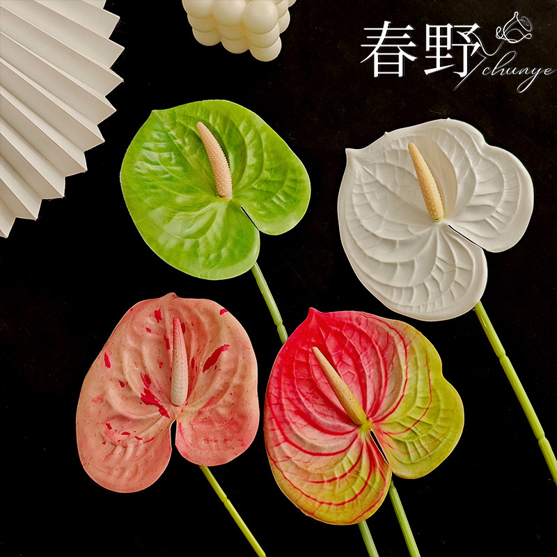 仿真花束紅掌年宵福桶仿真花3D裝飾材料手工diy花店資材家居擺件